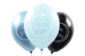 ballons happy birthday boho blue 