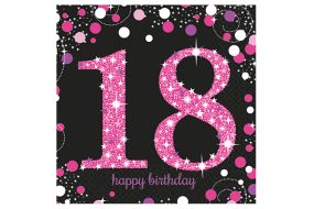 happy birthday pink servietten 18 