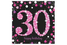 happy birthday pink servietten 30 