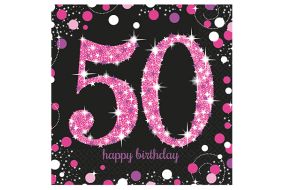 happy birthday pink servietten 50 