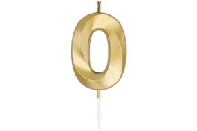 zahlenkerze 0 gold chrome 