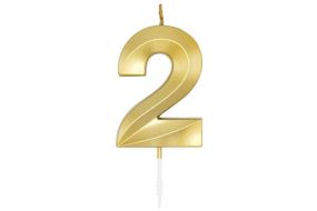 zahlenkerze 2 gold chrome 