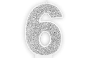 zahlenkerze 6 silber 1 