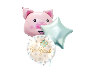 ballon bouquet birthday viel glueck schwein 