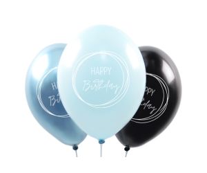 ballons happy birthday boho blue 