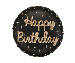 geschenkballon happy birthday black gold 