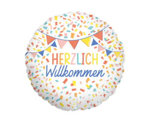geschenkballon herzlich willkommen farbig 