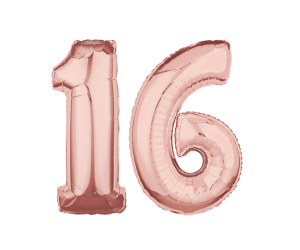 geschenkballon zahl 16 rose 1 