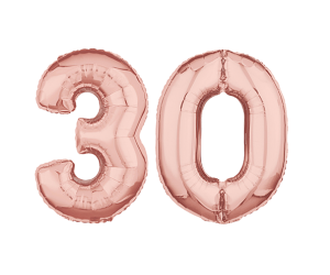 geschenkballon zahl 30 rose 1 
