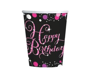 happy birthday pink becher 