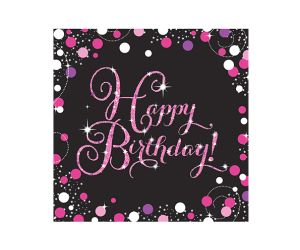 happy birthday pink servietten 