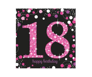 happy birthday pink servietten 18 