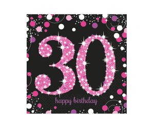 happy birthday pink servietten 30 