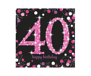 happy birthday pink servietten 40 
