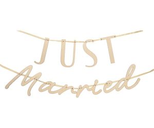 just married holz girlande 