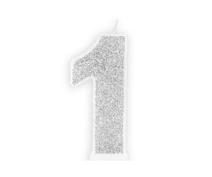 zahlenkerze 1 silber 1 