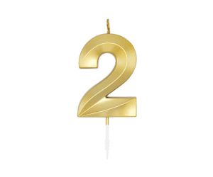 zahlenkerze 2 gold chrome 