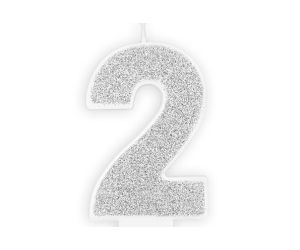 zahlenkerze 2 silber 1 