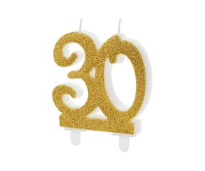 zahlenkerze 30 gold 1 