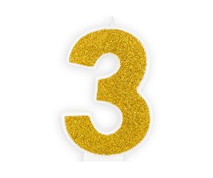 zahlenkerze 3 gold 1 