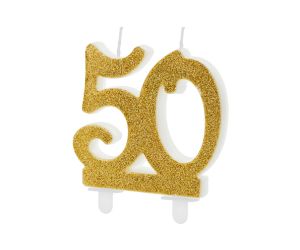 zahlenkerze 50 gold 1 