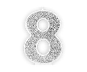 zahlenkerze 8 silber 1 