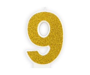 zahlenkerze 9 gold 1 