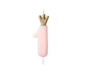 zahlenkerze krone rosa 