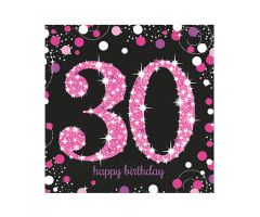 happy birthday pink servietten 30 