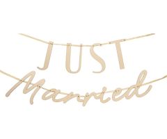 just married holz girlande 