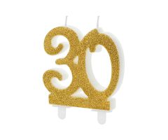 zahlenkerze 30 gold 1 