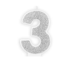 zahlenkerze 3 silber 1 